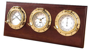 Weems & Plath Nautical Brass Porthole Weather Center