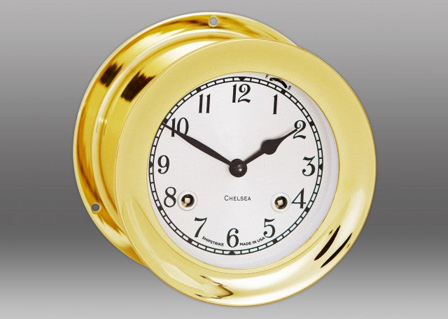 Chelsea 4.5" Shipstrike Key Wind Clock with Hinge Bezel