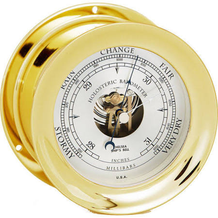 Chelsea Double Bellows Brass Barometer 4.5"
