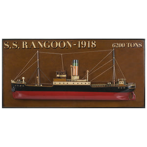 Half Hull Wood Model SS Rangoon 1918 Tramp Steamer by Authentic Models
