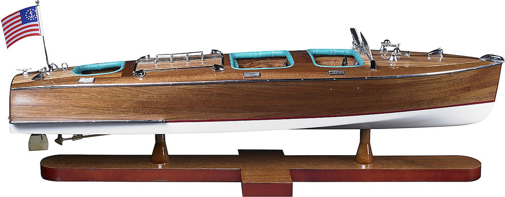 Triple Cockpit Runabout Wood Model Boat by Authentic Models