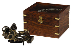 Bronze Naval Sextant with Wood Box by Authentic Models