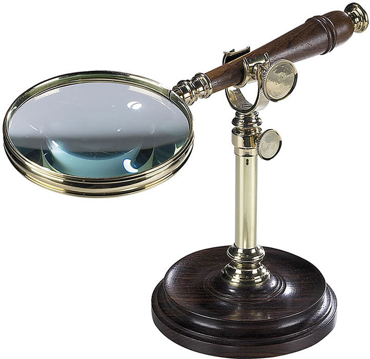 Magnifying Glass Brass and Wood with Desk Stand by Authentic Models