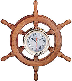 Captain's Wheel Clock - 24" Diameter.