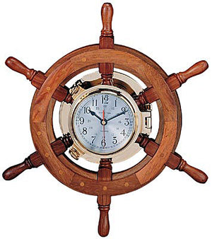 Nautical Port Hole Wheel Clock - 24" Diameter.