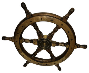 Deluxe Wood Ship Wheel 24" -Antiqued Finish